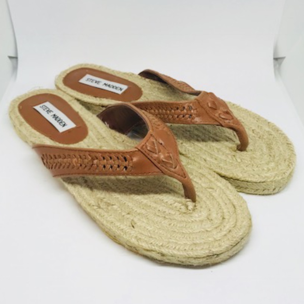 Brand-new flip flops leather upper Steve Madden